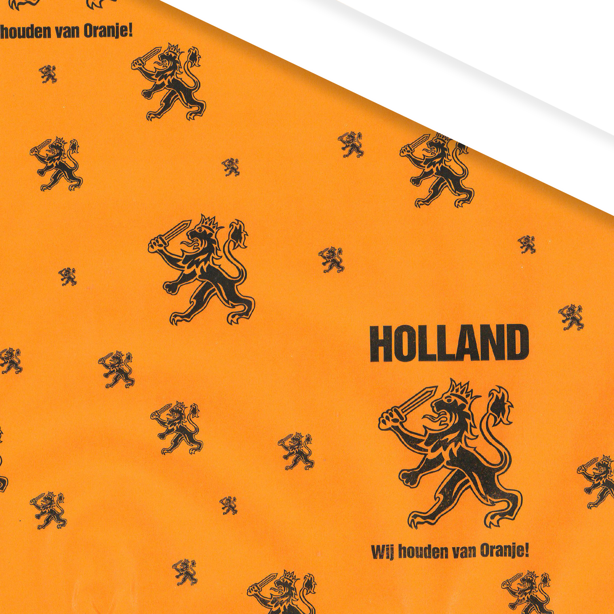 Afbeelding van Rol 50 cm 160 mtr kado papier Oranje Leeuw (uc)