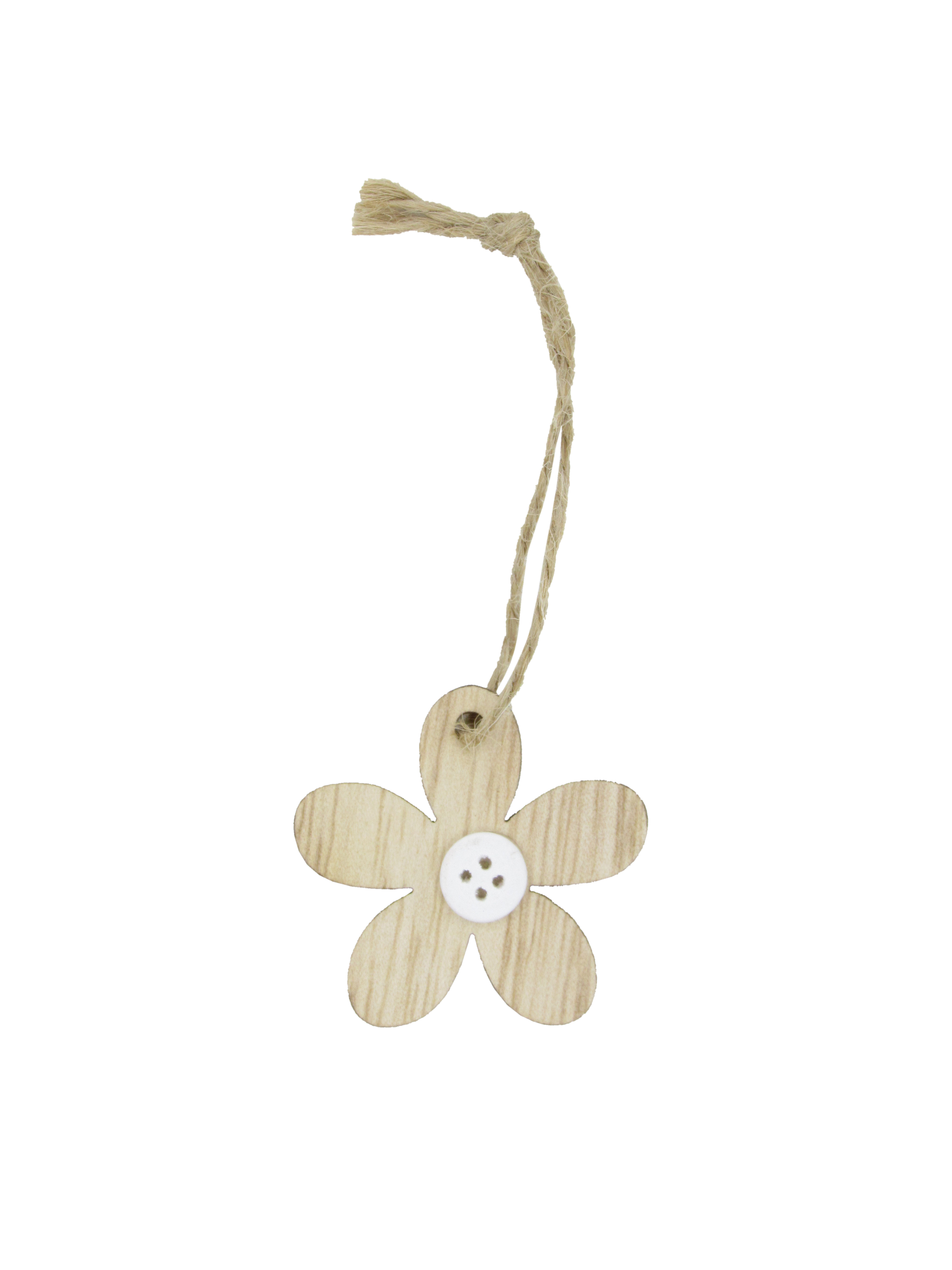 Picture of Pak à 24 houten hanger 5x5 cm bloem naturel