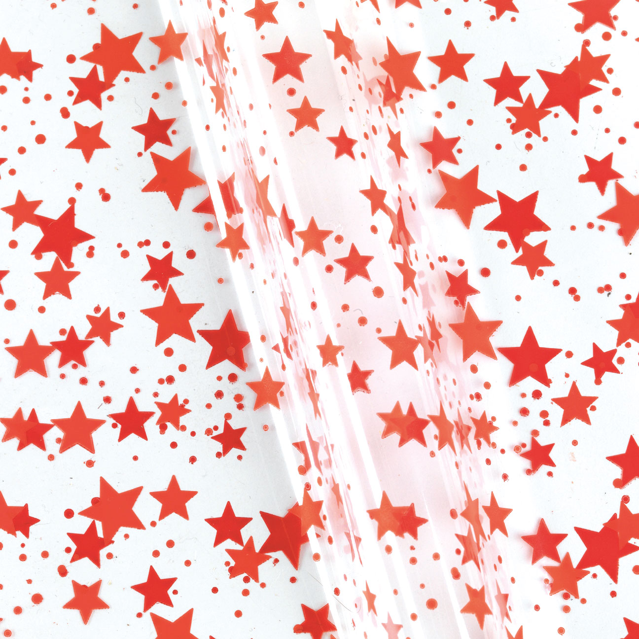 Afbeelding van Rol Kerstfolie 70 cm 100 mtr 35 my sterren rood