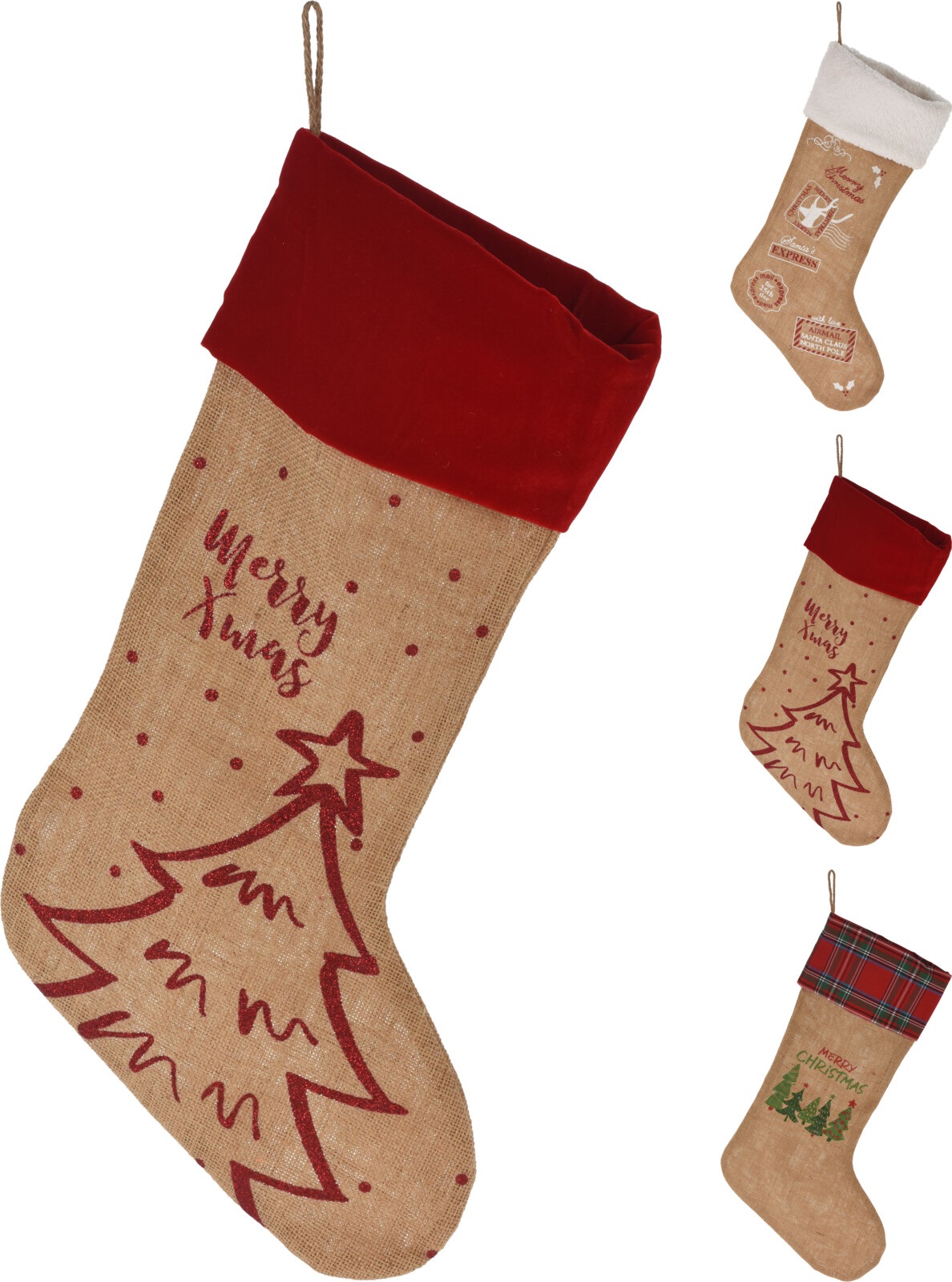 Picture of Kerstsok jute 52x20 cm assorti