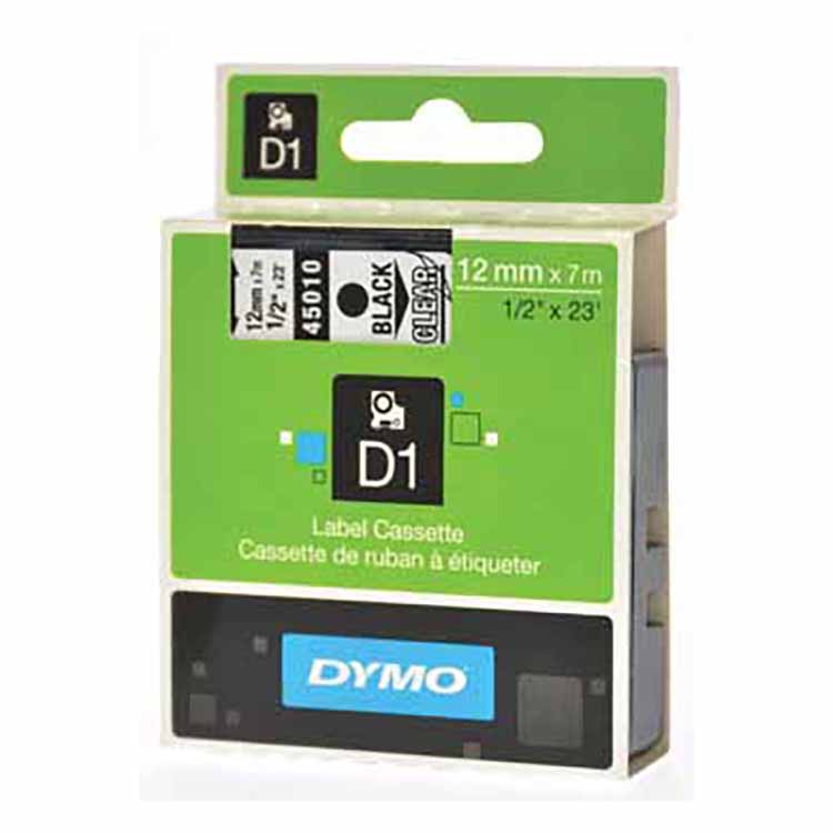 Afbeelding van Dymo tape transparant/zwart 45010 (uc)