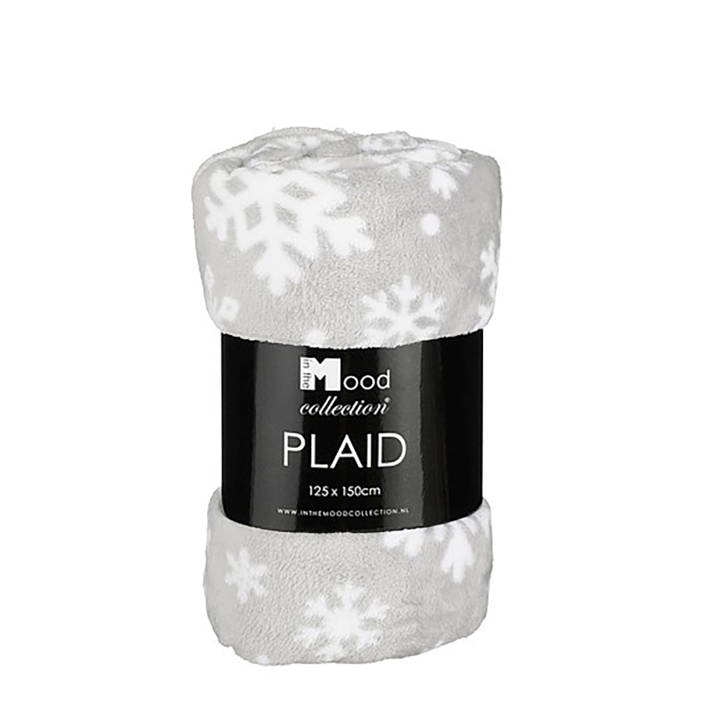 Afbeelding van Fleece plaid 150x125 cm sneeuwvlok grijs