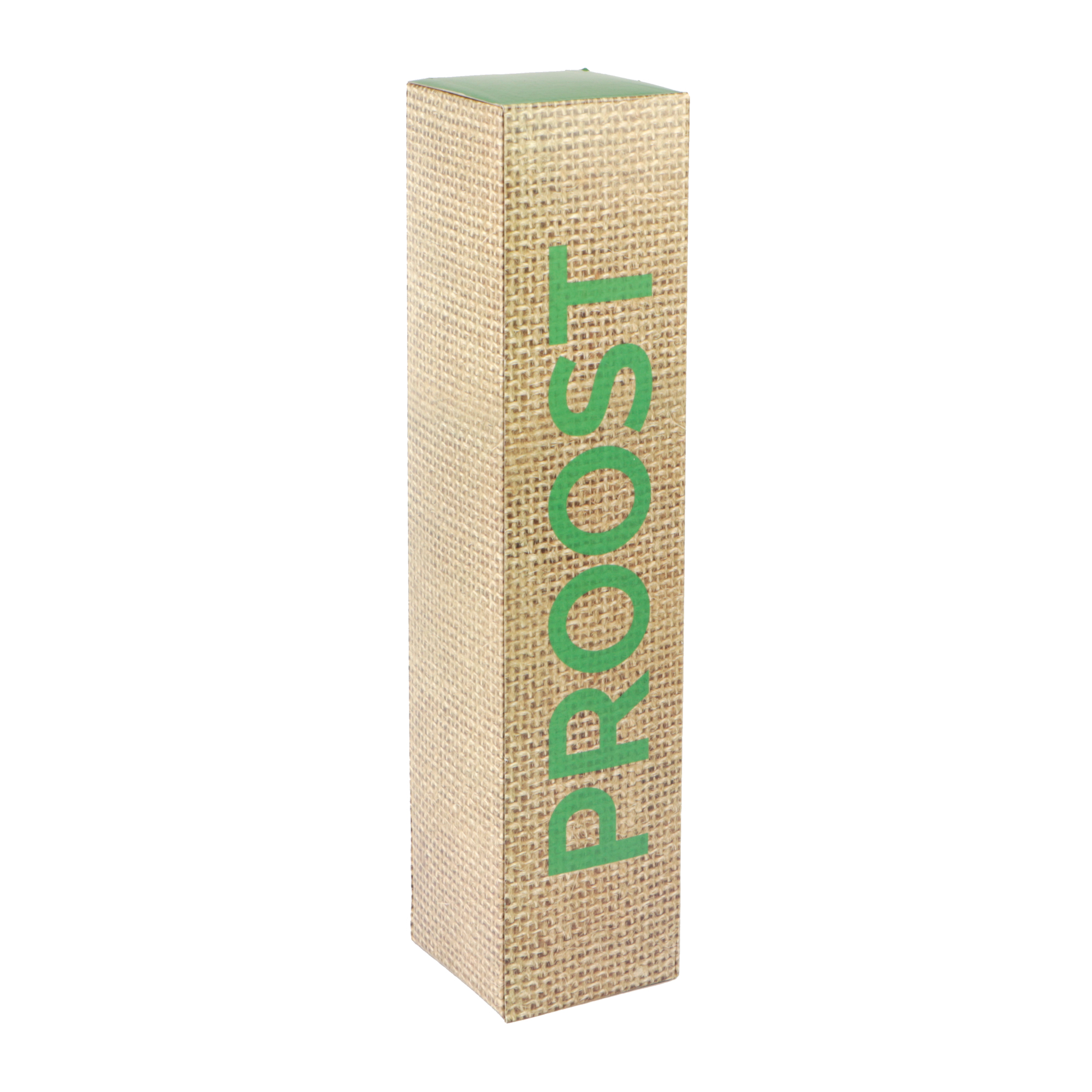 Picture of Kokerdoos 1 fles jute look Proost groen 8x8x35,6 cm