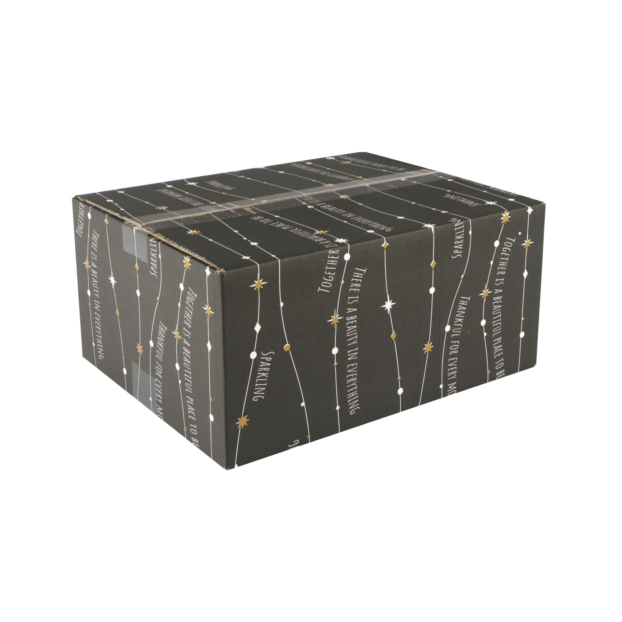 Picture of Kerstdoos C177 Sparkling 39x29x17,7 cm zwart/goud/wit 