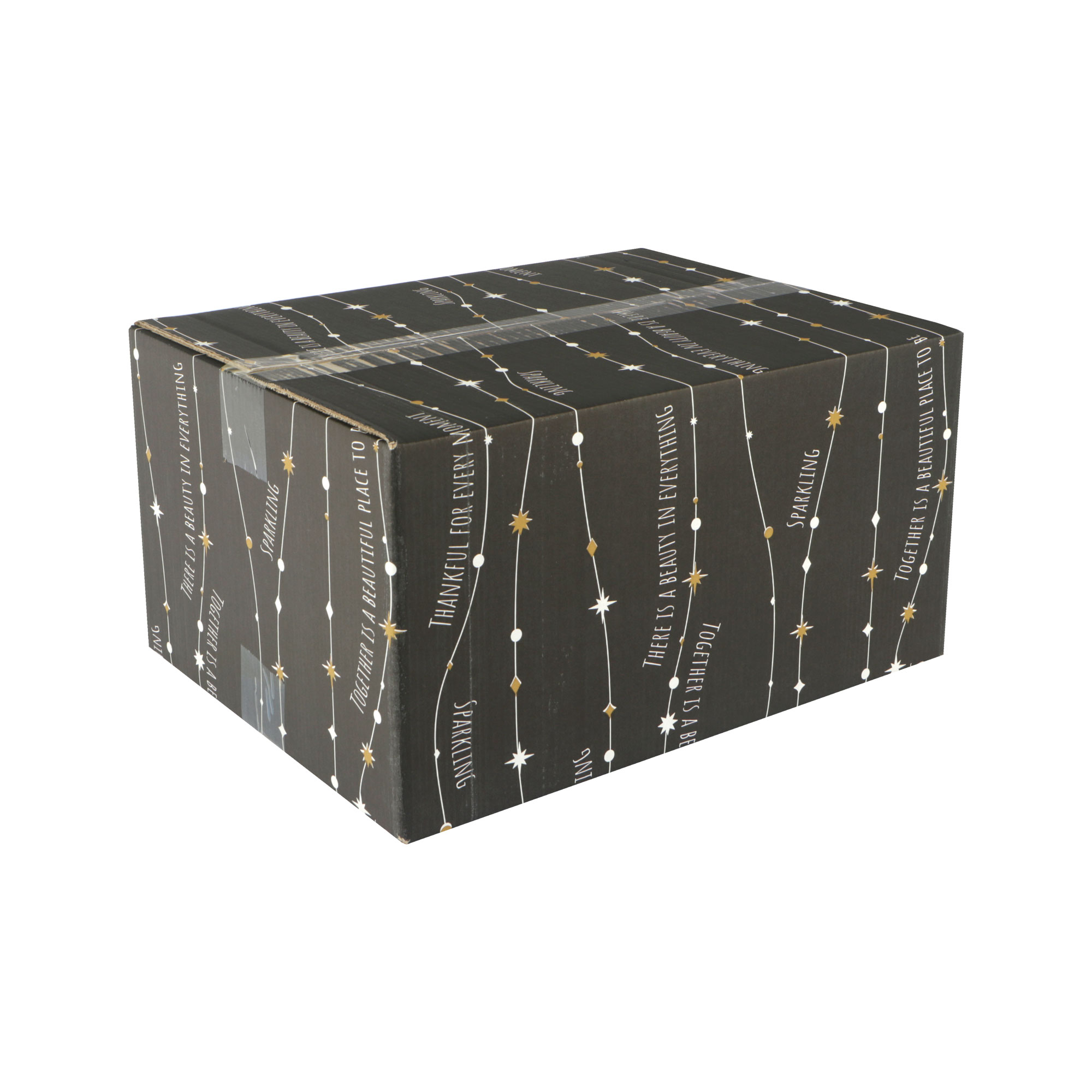 Picture of Kerstdoos C200 Sparkling 39x29x20 cm zwart/goud/wit