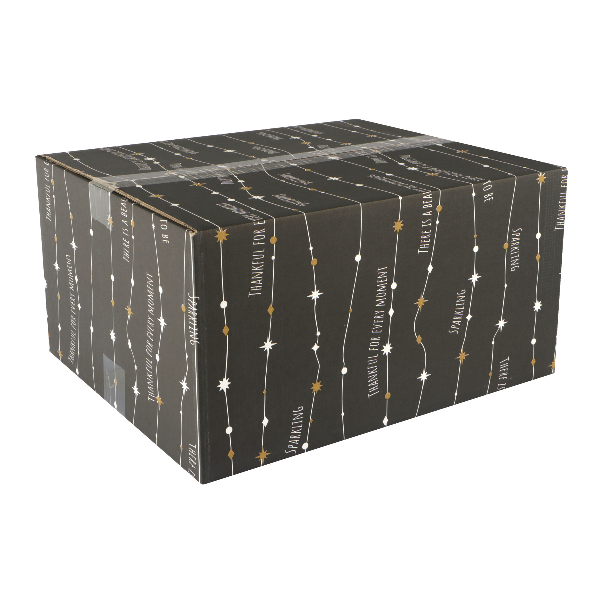 Picture of Kerstdoos D230 Sparkling 45x35x23 cm zwart/goud/wit