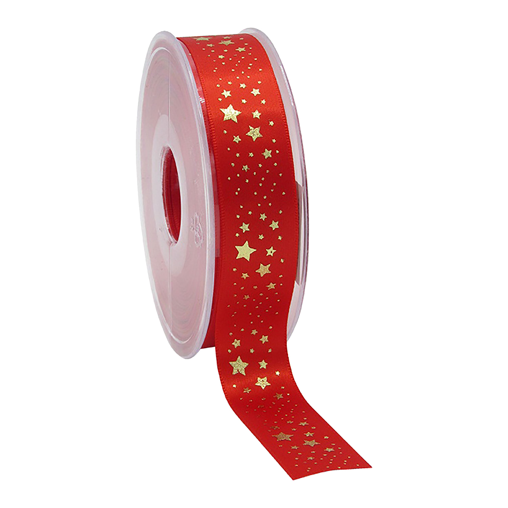 Picture of Rol satijnlint 23 mm 25 mtr Wonderful stars rood