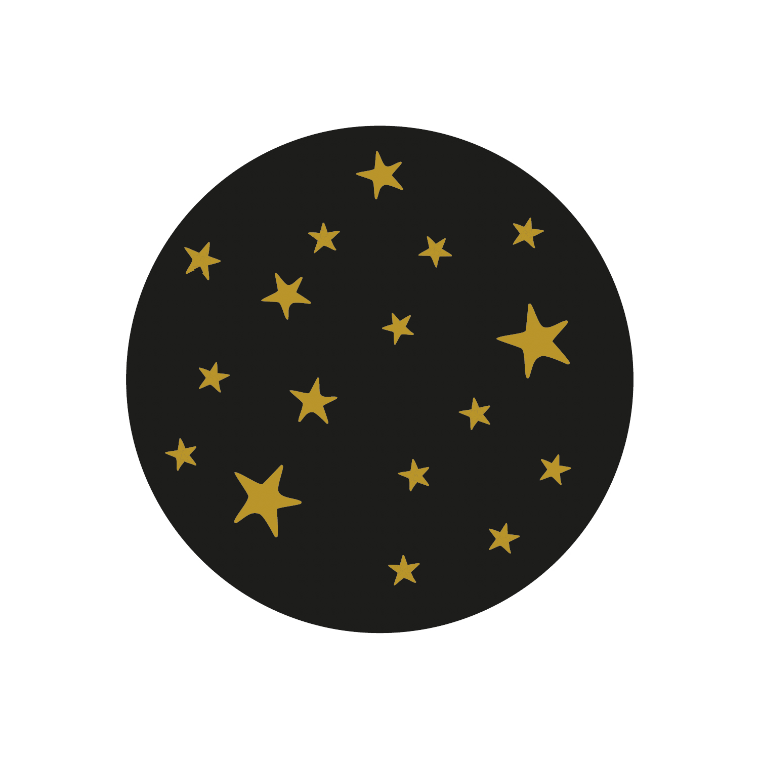 Afbeelding van Ds à 250 kado etiket 3,9 cm sterretjes zwart/goud