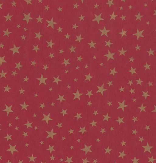 Picture of Rol Kerstpapier 50 cm 200 mtr kraft rood met sterren