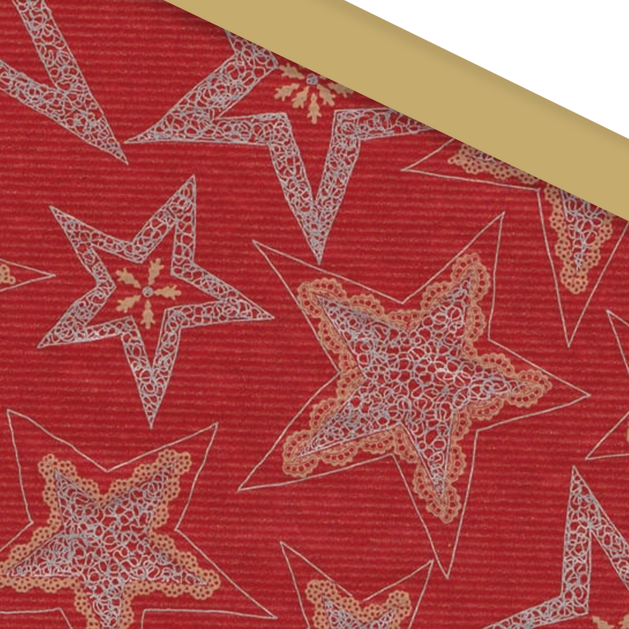Afbeelding van Rol Kerstpapier 50 cm 100 mtr kraft rood/zilveren ster