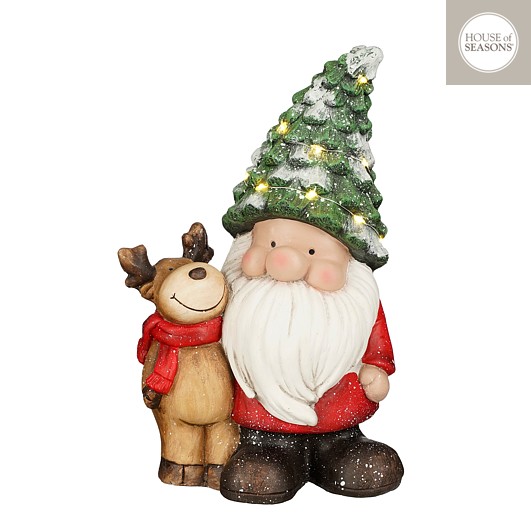 Picture of Decoratie kerstman met rendier 24,5x15x38,5 cm met led verlichting