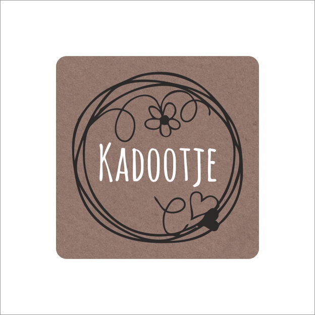 Picture of Ds à 250 kado etiket 3,9x3,9 cm kraft Kadootje 