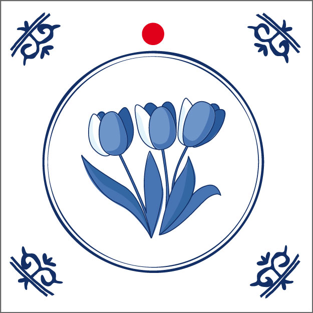 Afbeelding van Pak à 20 kadokaartjes Delftsblauw Tulpen