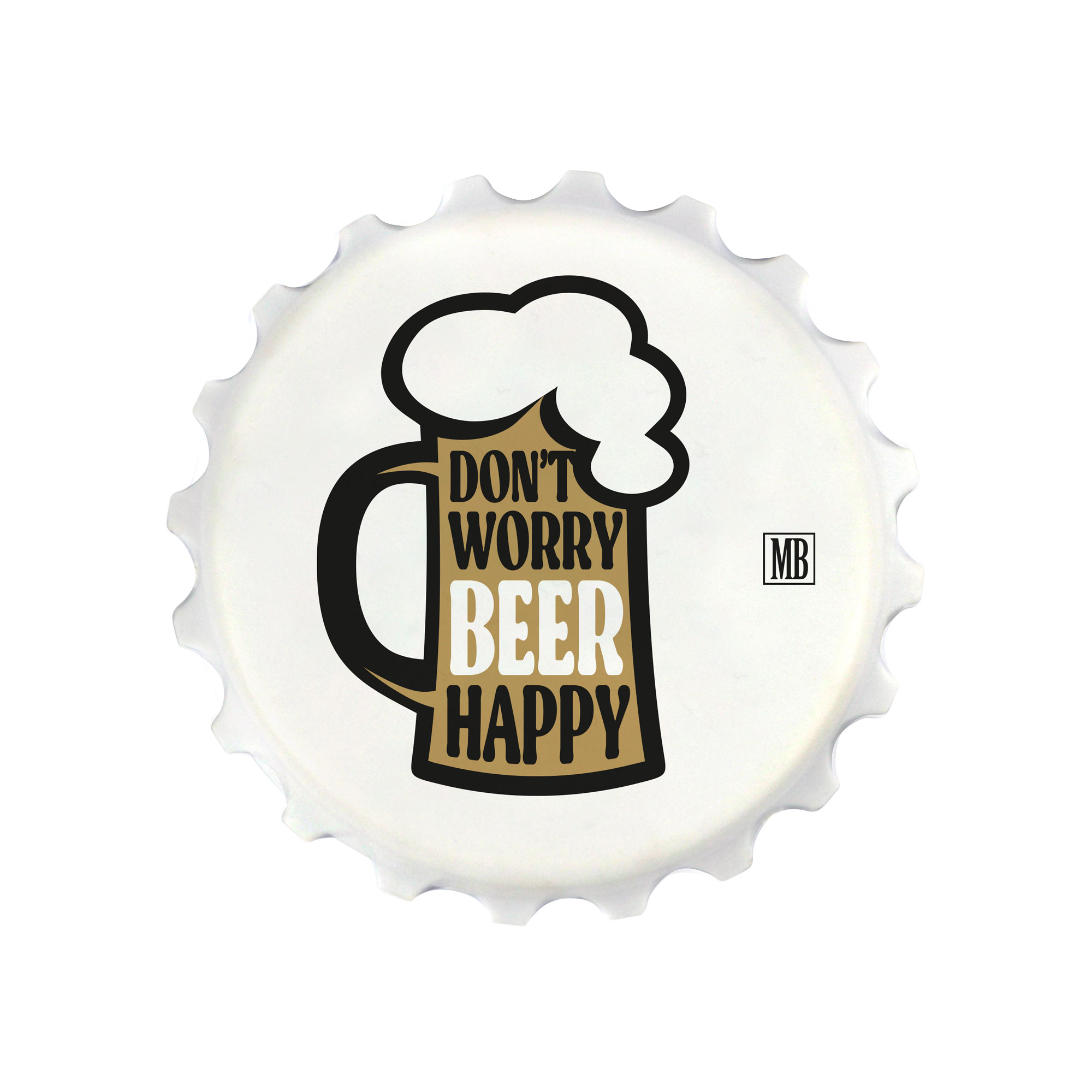 Afbeelding van Flesopener 7,6x2,2 cm bier Don't worry beer happy (leverbaar ca. begin oktober)