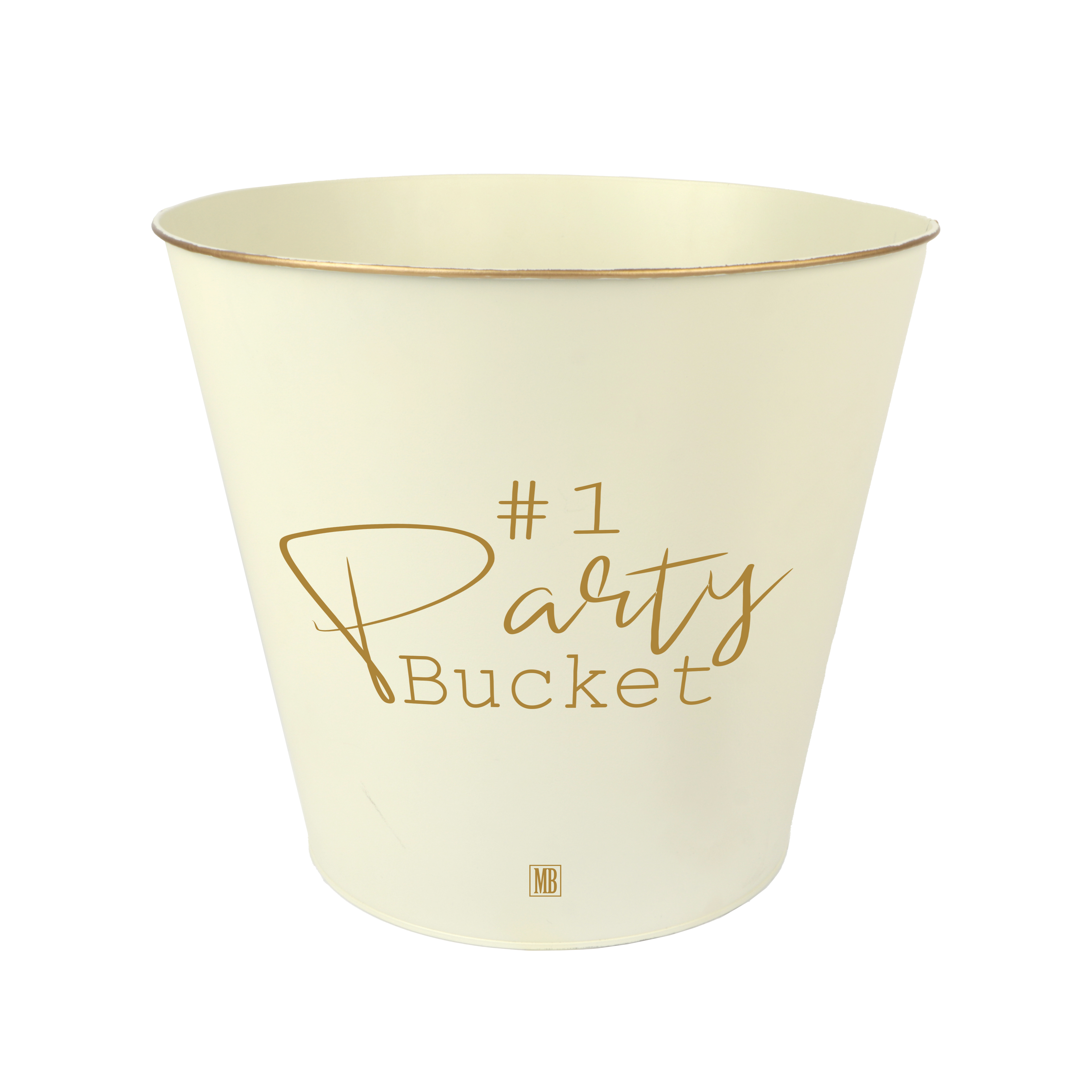 Afbeelding van Emmer 31/21,6x28 cm crème, Party Bucket in goud