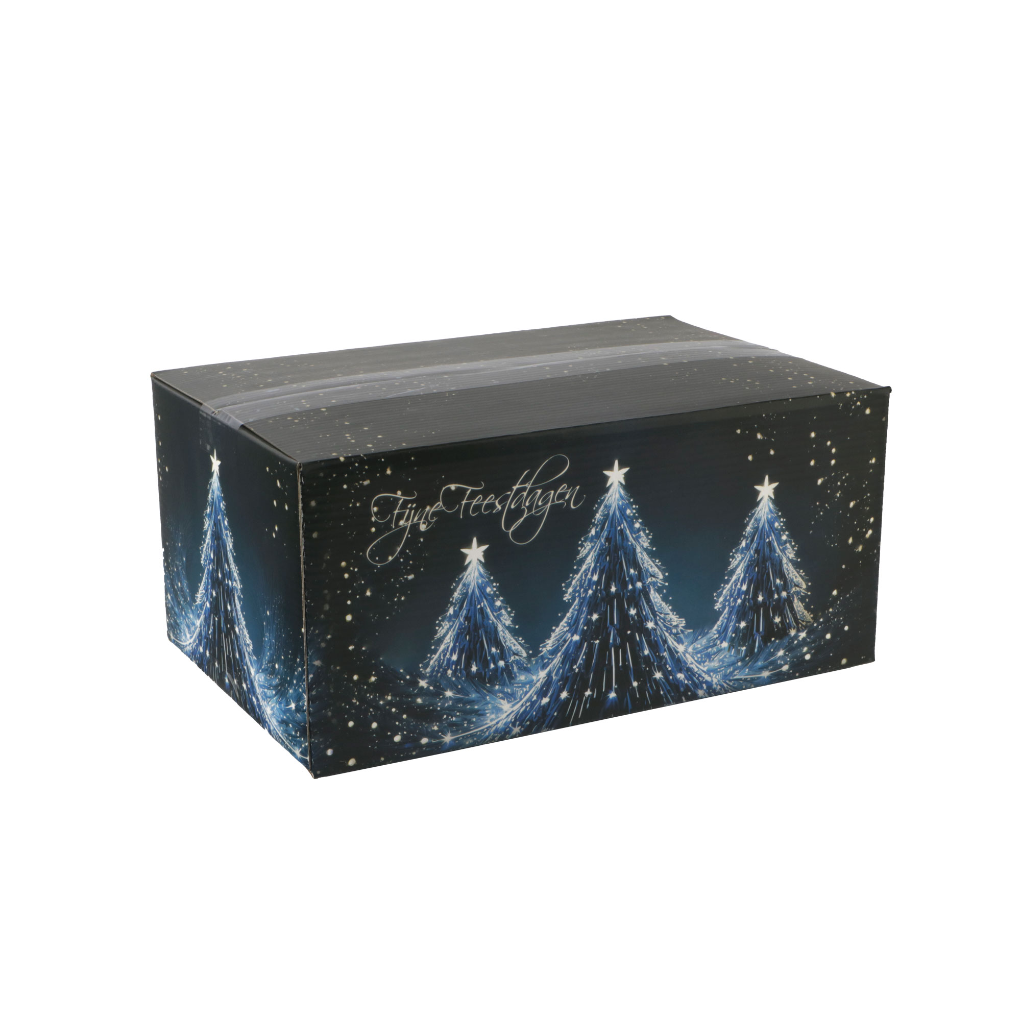 Picture of Kerstdoos A140 Fijne Feestdagen 31x20x14 cm blauw 