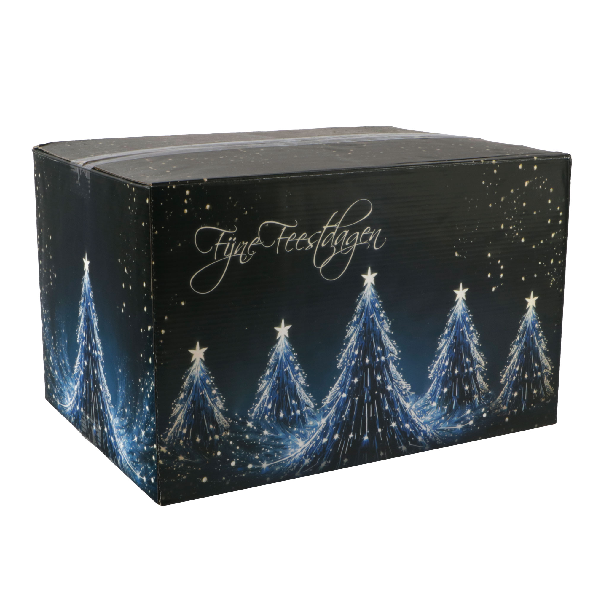 Picture of Kerstdoos C232 Fijne Feestdagen 39x29x23,2 cm blauw 