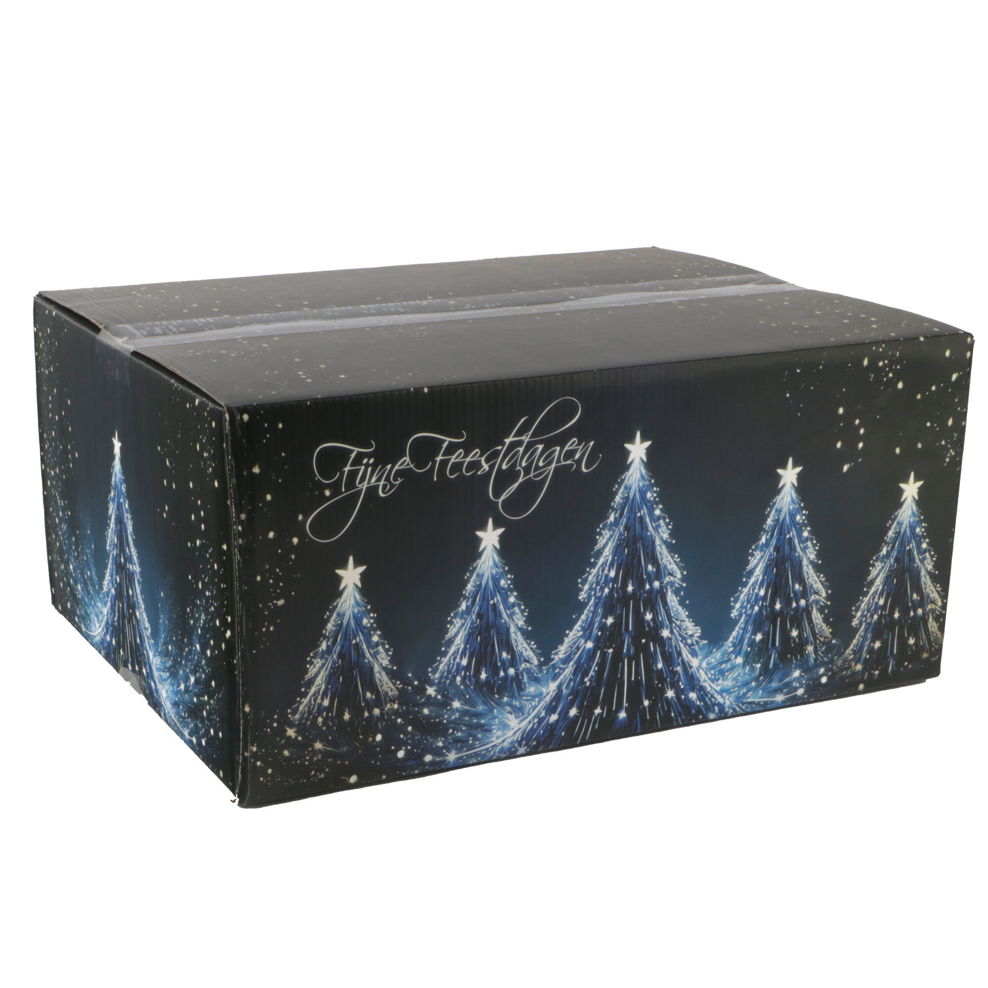 Picture of Kerstdoos C175 Fijne Feestdagen 39x29x17,5 cm blauw 