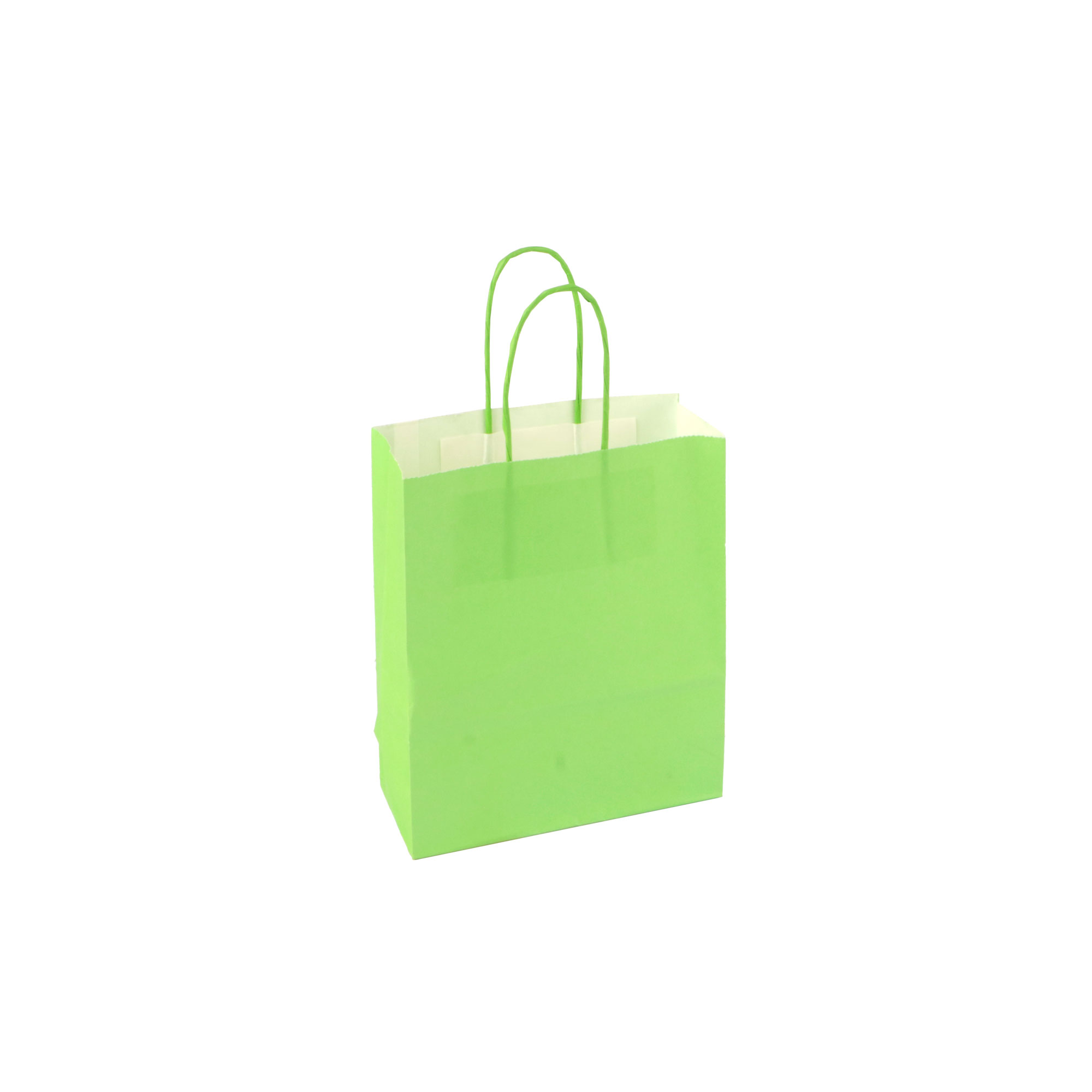 Afbeelding van Pak à 50 papieren tas lime groen 18+8x22 cm 90grs