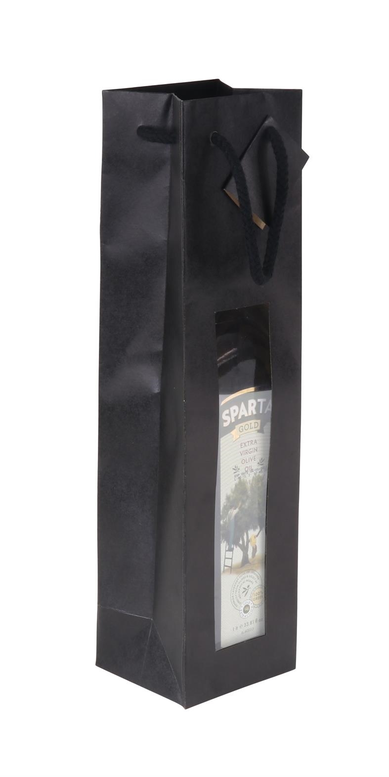 Afbeelding van Pak à 20 1 fles draagtas mat zwart met venster 