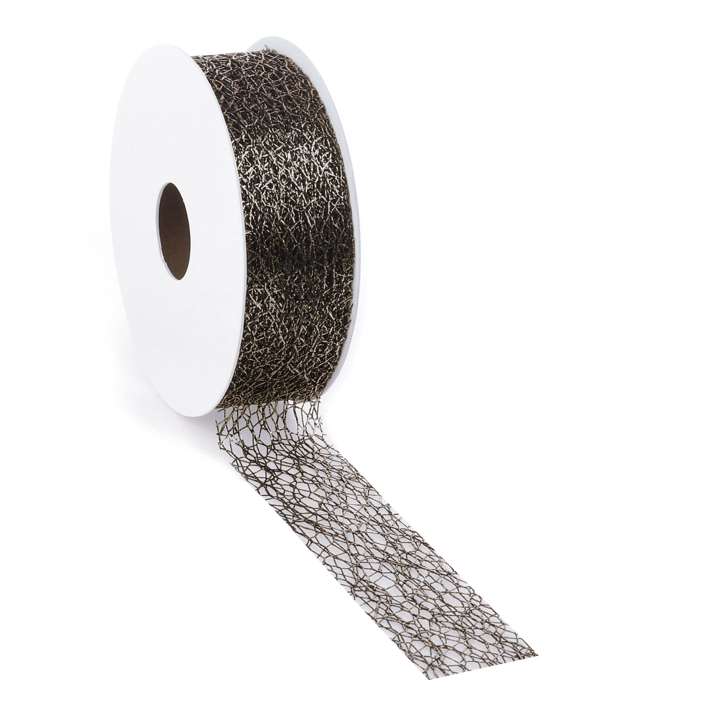 Afbeelding van Rol lint crispy deluxe 30 mm 10 mtr zwart met zilver metallic (ucl)