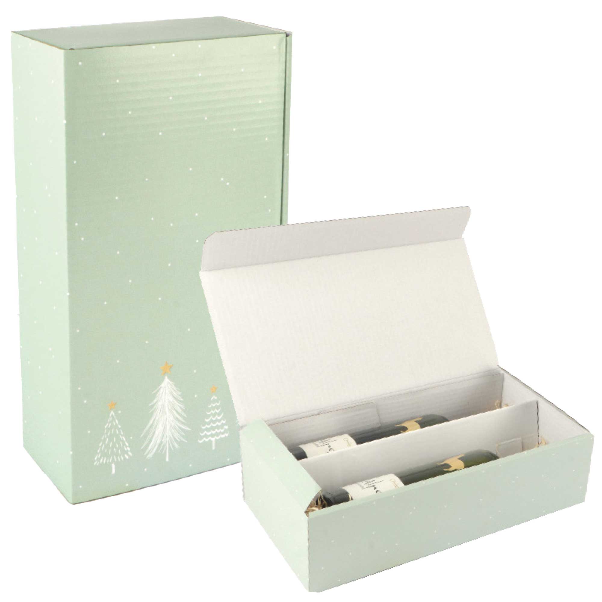 Afbeelding van Ds à 25 geschenkdoos 2 fles 36x19,2x9,5 cm Modern Christmas mintgroen