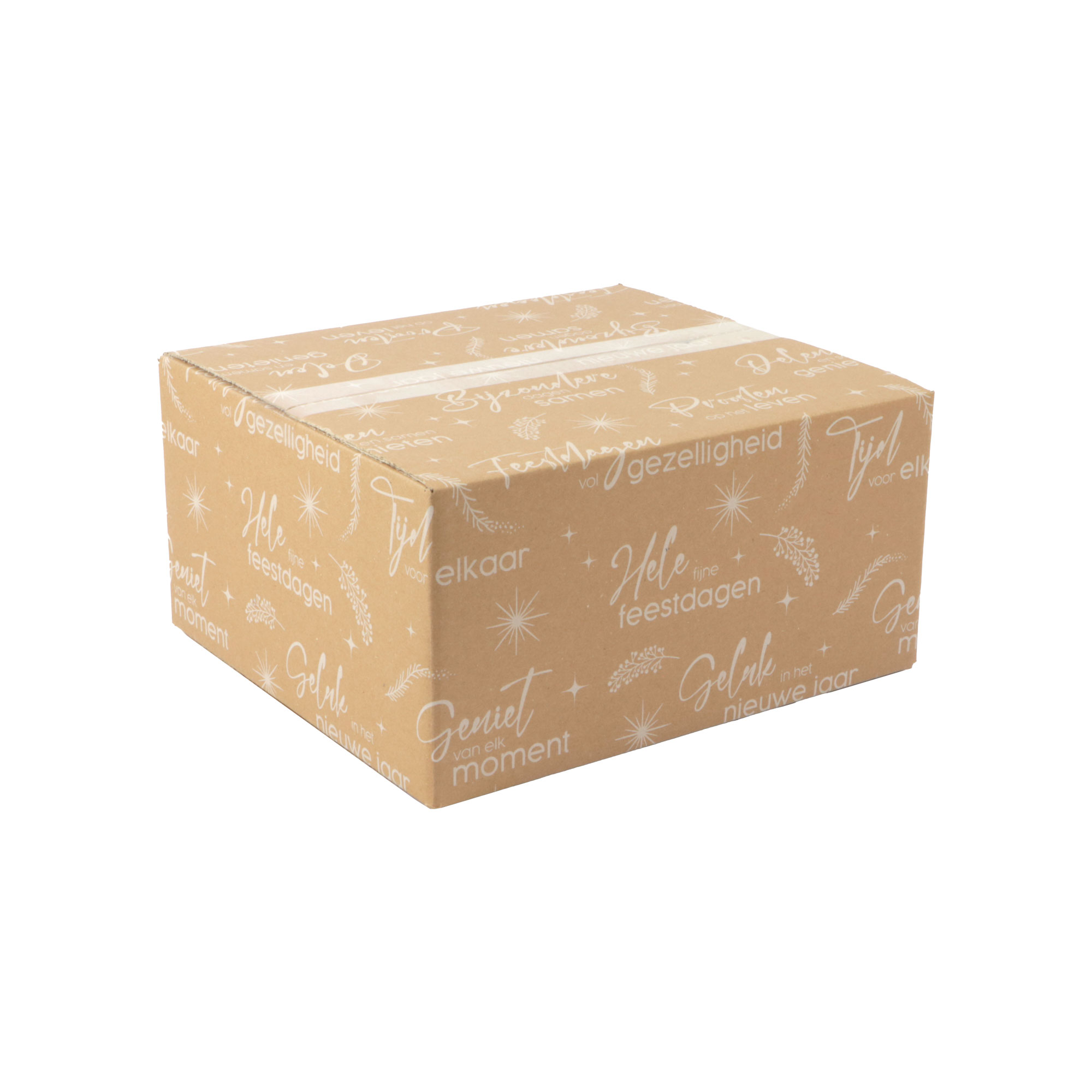 Afbeelding van Kerstdoos B170 kerstwensen 35x31,5x17 cm kraft wit