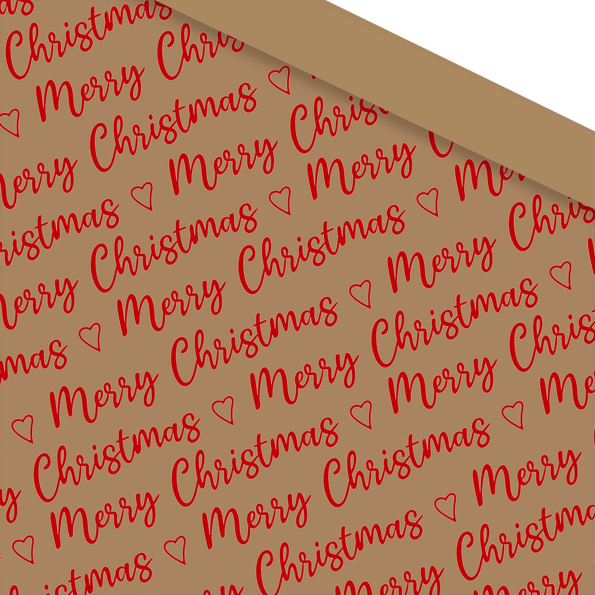 Afbeelding van Rol kerstpapier 30 cm 250 mtr Merry Christmas rood op kraft