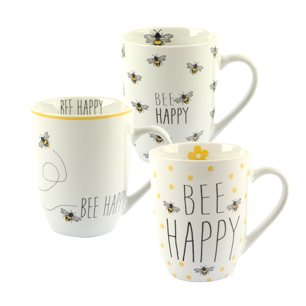 Afbeelding van Mok porselein 330 ml Bee Happy assorti (uc)