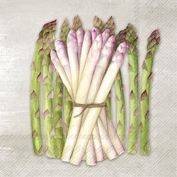 Afbeelding van Pak à 20 servetten 33x33 cm 3 laags asperges