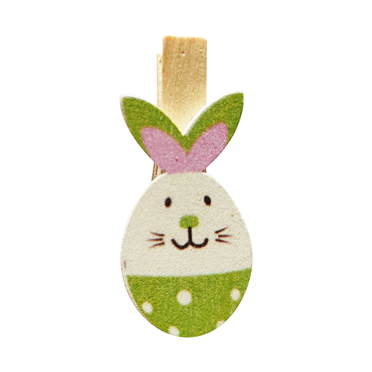 Afbeelding van Zak à 36 easter bunny op knijper 2,2x3,7cm gras groen/wit