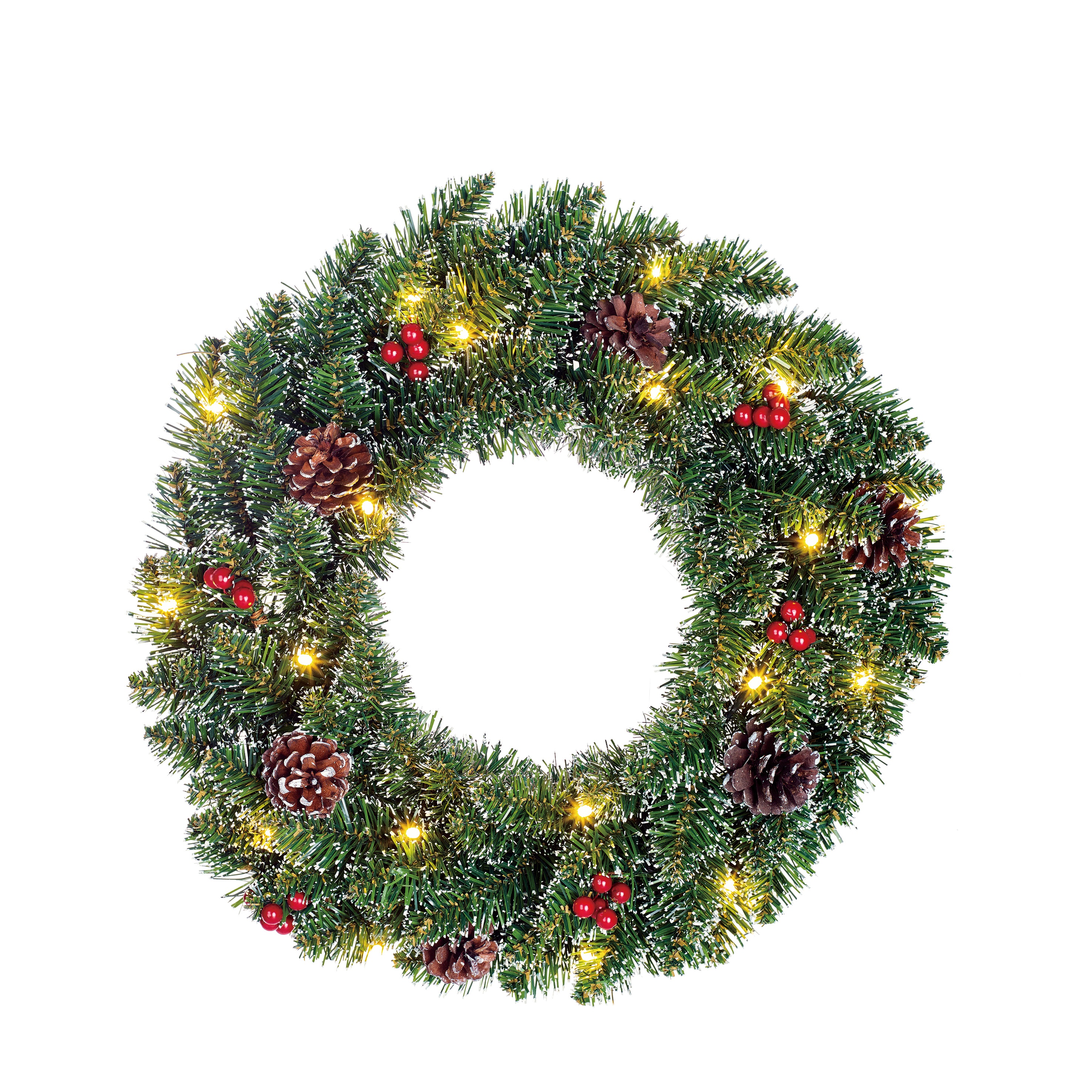 Picture of Kerstkrans creston groen ø45 cm met 20 led lampjes