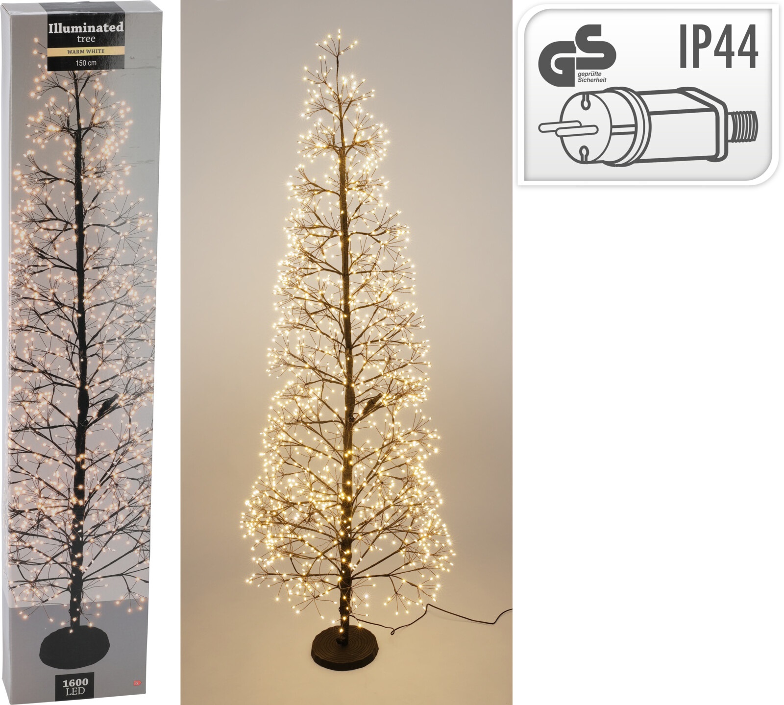 Afbeelding van Kerstboom spiraal 150 cm met 1600 led lampjes en staander zwart