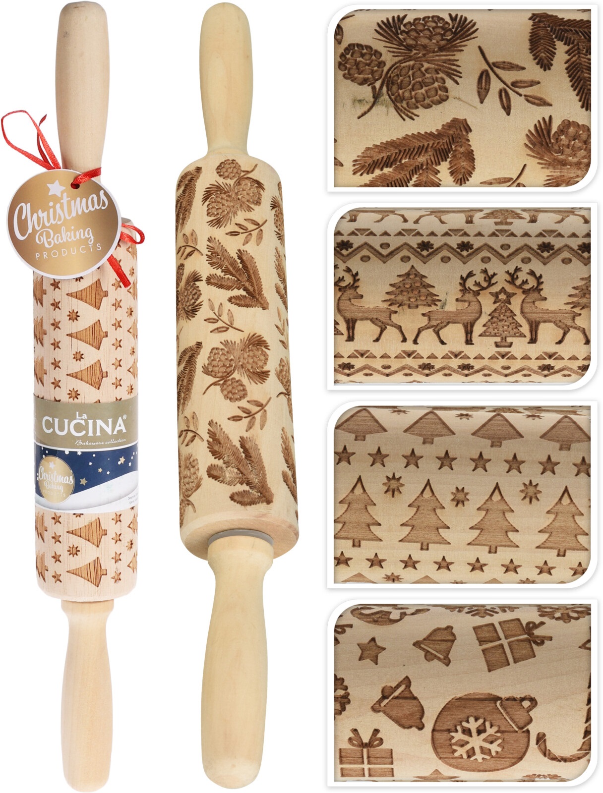 Picture of Deegroller kerst design 35,5x5x5 cm 4 assorti