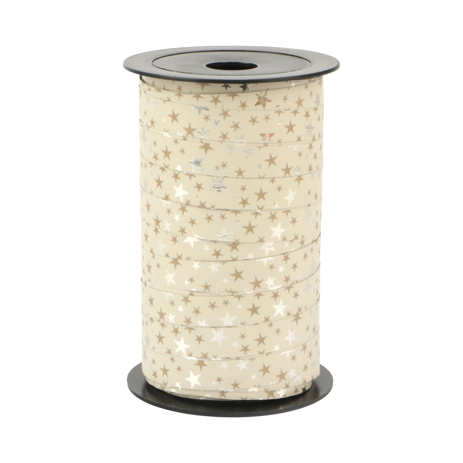 Afbeelding van Rol Kerstlint 10 mm 50 mtr Sterren crème