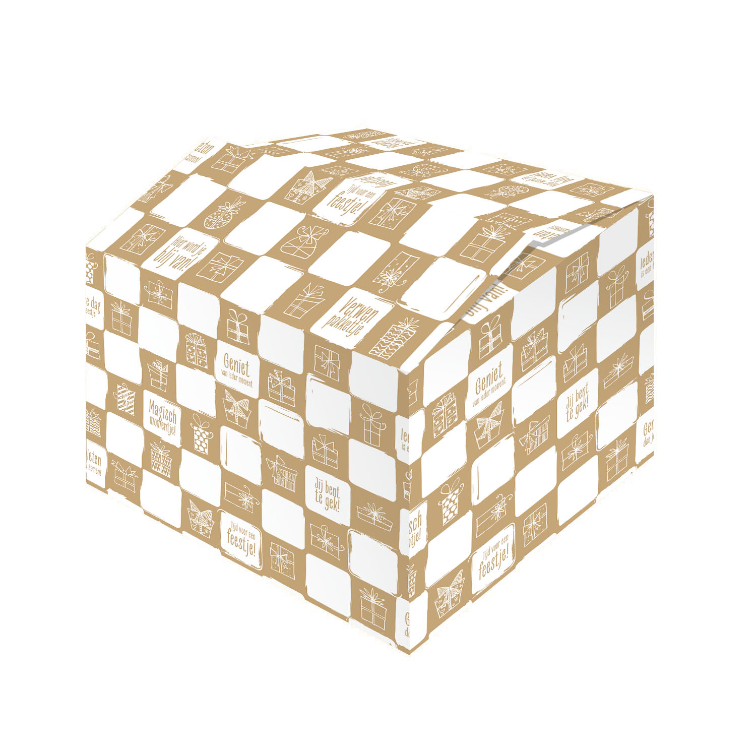 Afbeelding van Kerstdoos C300 cadeautjes 39x29x30 cm goud