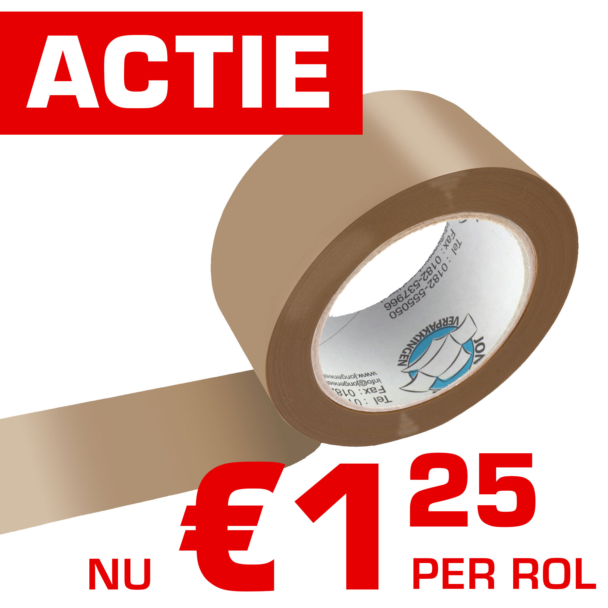 Afbeelding van Rol dozensluittape 5 cm 66 mtr bruin (uc)