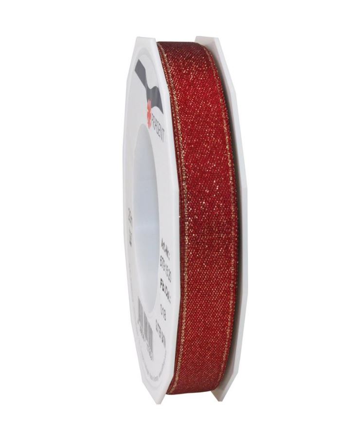 Picture of Rol satijnlint 25 mm 20 mtr glitter bordeaux/goud