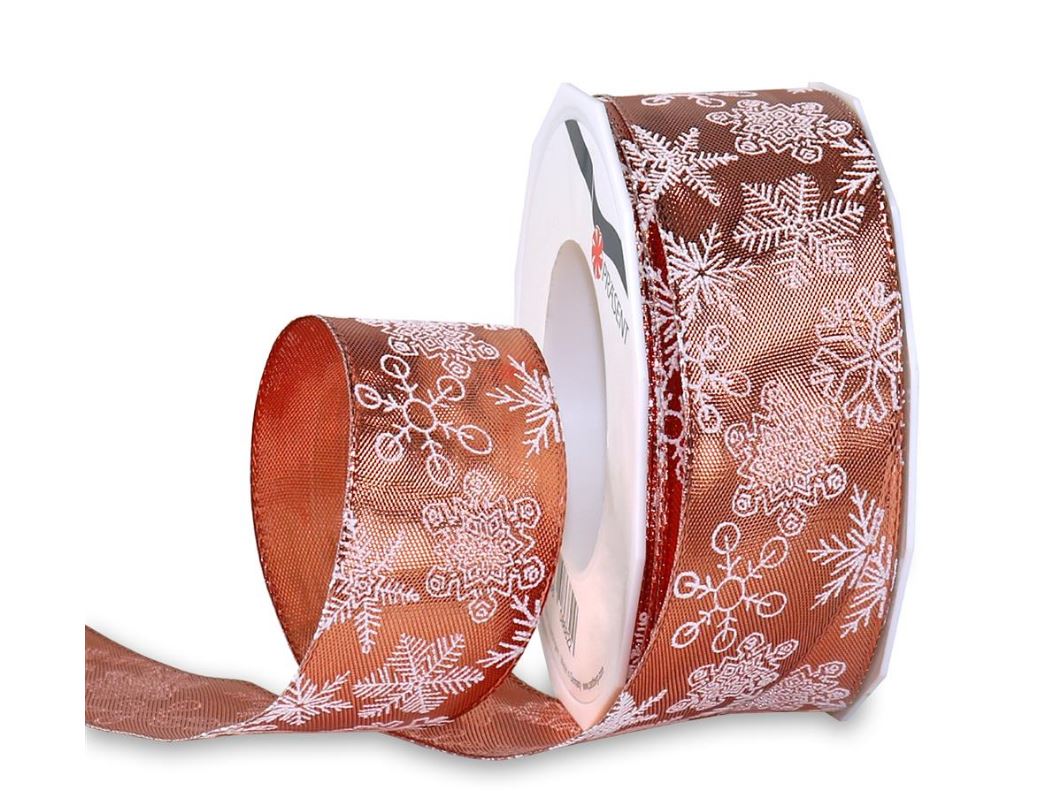 Picture of Rol textiellint bedraad 40 mm 20 mtr sneeuwvlok roségoud