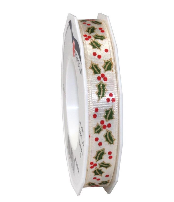 Picture of Rol satijnlint 15 mm 20 mtr kersttak créme