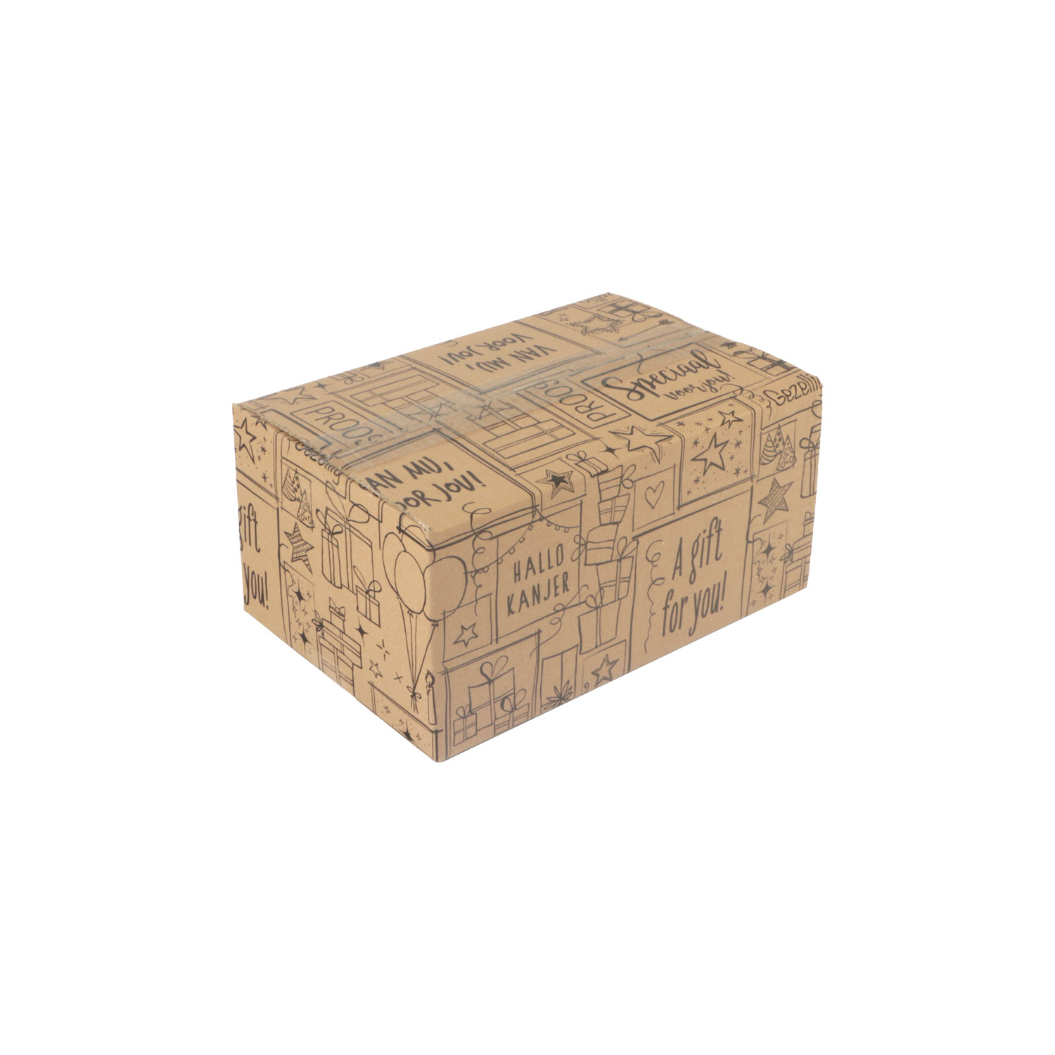 Afbeelding van Kerstdoos A140 doodles 31x20x14 cm kraft zwart