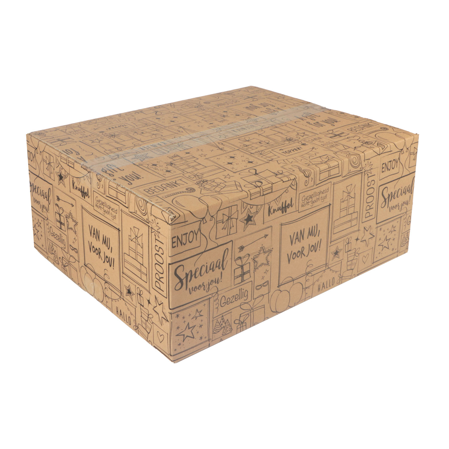 Afbeelding van Kerstdoos G200 doodles 49x39x20 cm kraft zwart