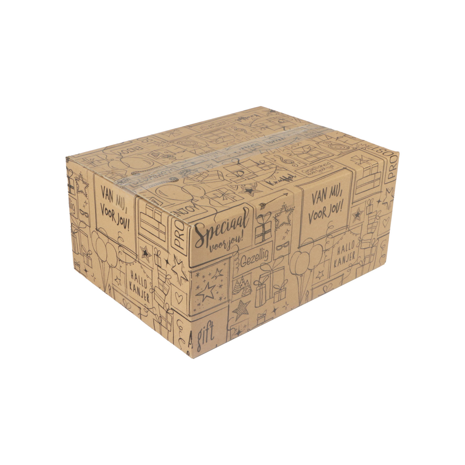 Afbeelding van Kerstdoos C130 doodles 39x29x13 cm kraft zwart
