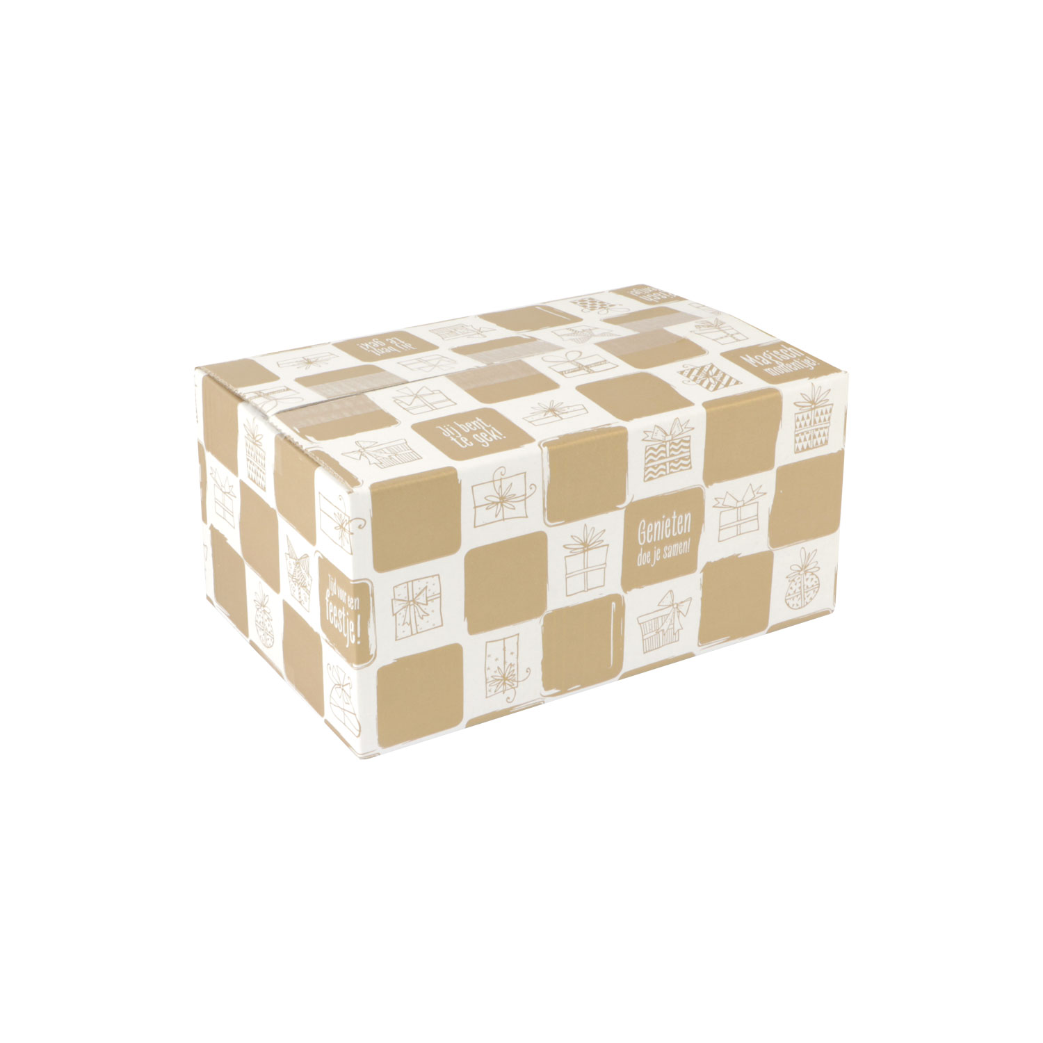 Afbeelding van Kerstdoos A140 cadeautjes 31x20x14 cm goud