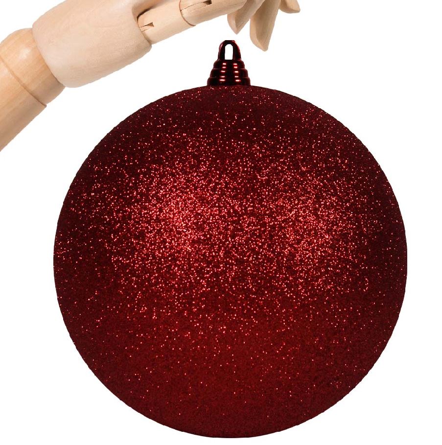 Afbeelding van Kerstbal Ø 20 cm onbreekbaar glitter rood