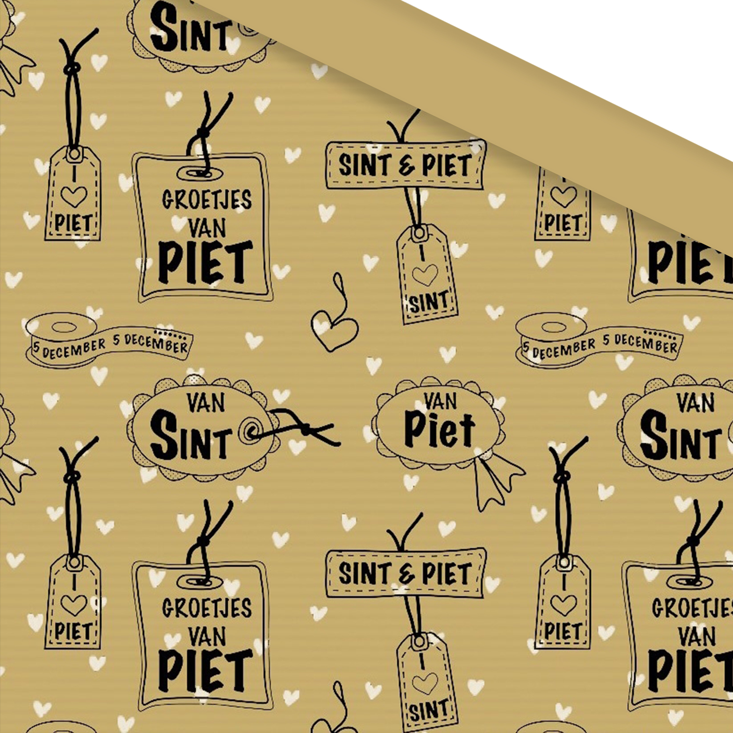 Afbeelding van Rol Sintpapier 30 cm 250 mtr kraft hartelijke groet van Sint