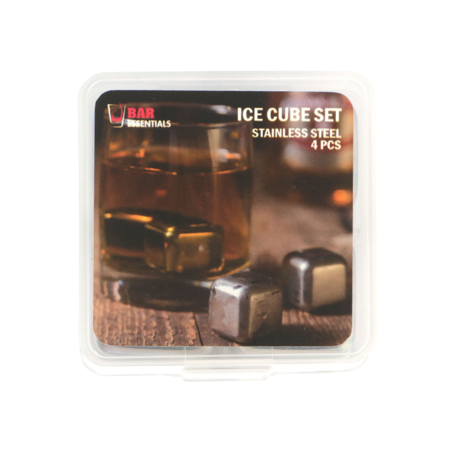 Afbeelding van Set à 4 ijsblokjes 6,3x6,3x3 cm rvs in box