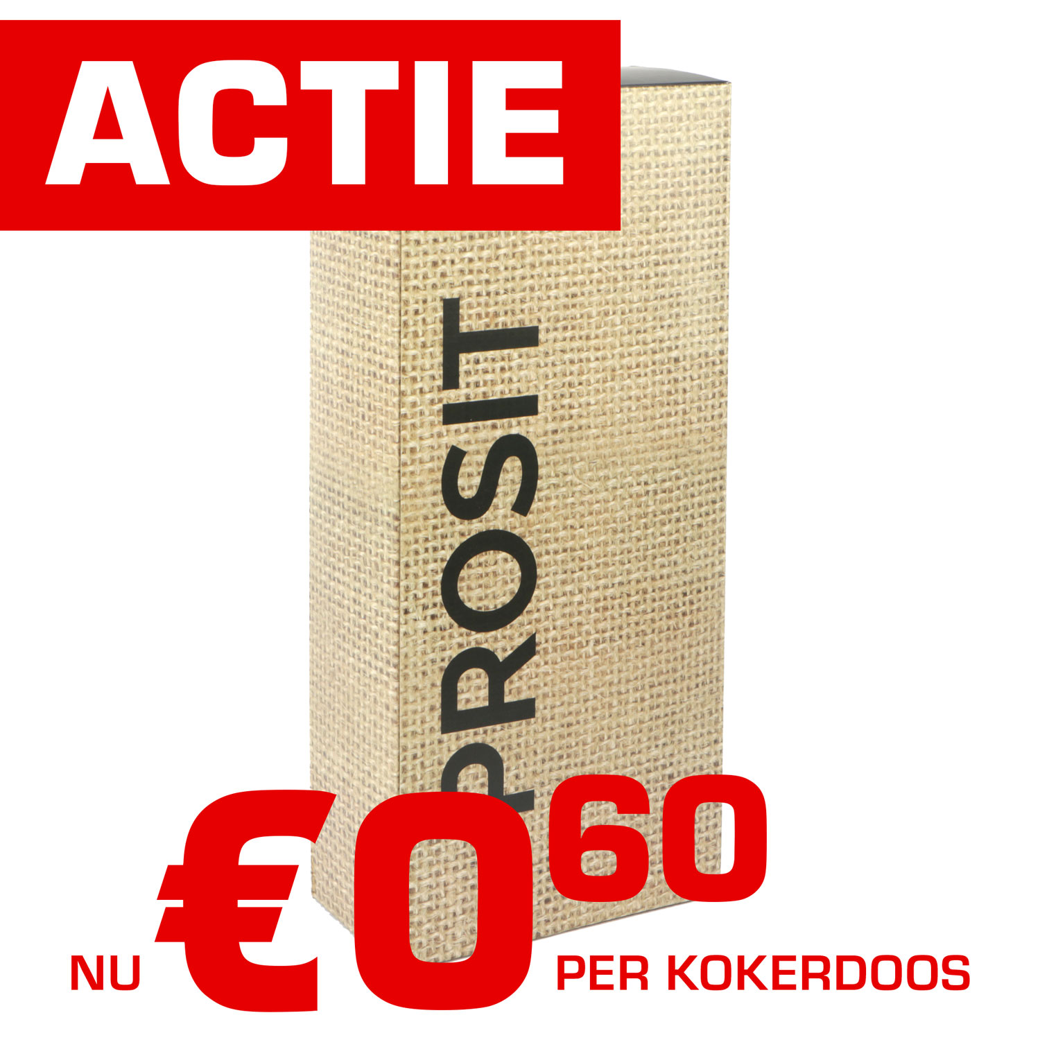 Afbeelding van Kokerdoos 2 fles jute look Prosit zwart 16x8x35,6 cm