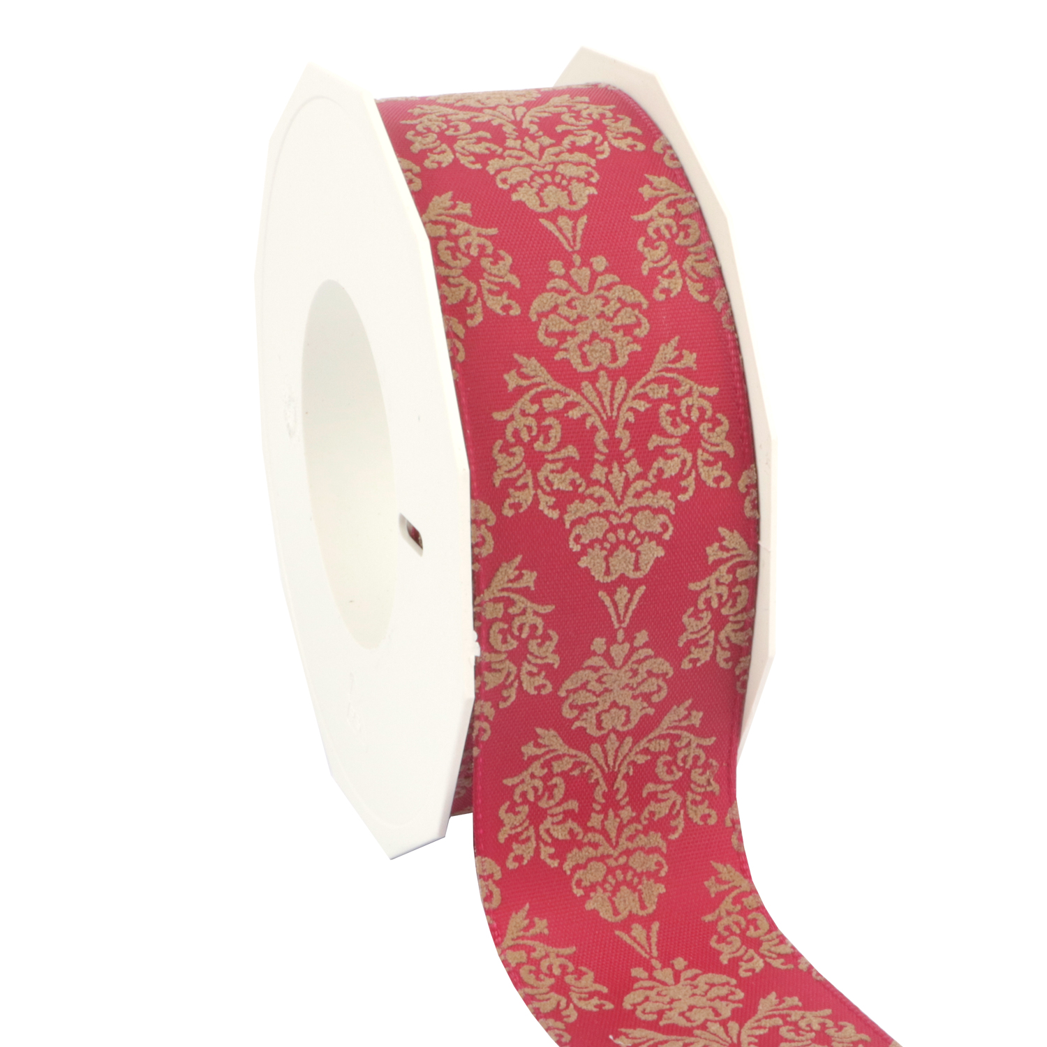 Picture of Rol textiellint bedraad 40 mm 20 mtr ornament rood/taupe