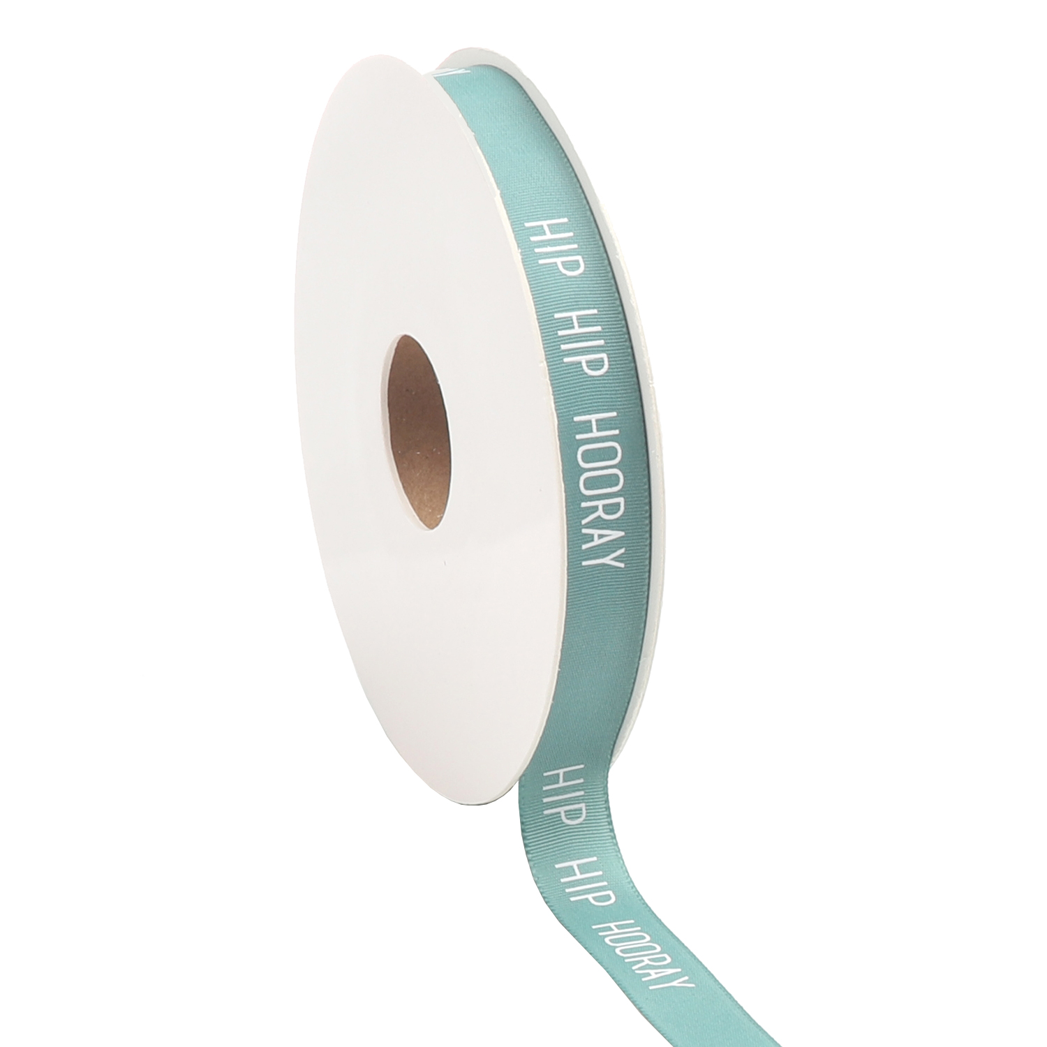 Afbeelding van Rol textiellint 12 mm 15 mtr Hip hip hooray  turquoise (uc)